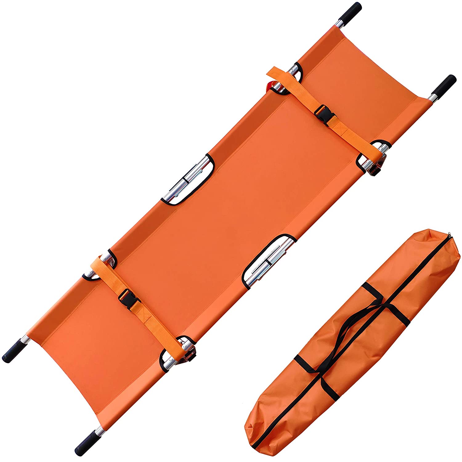 EASYCARE ECF006X Aluminium 4 Fold Stretcher for Medical & Hospital Orange