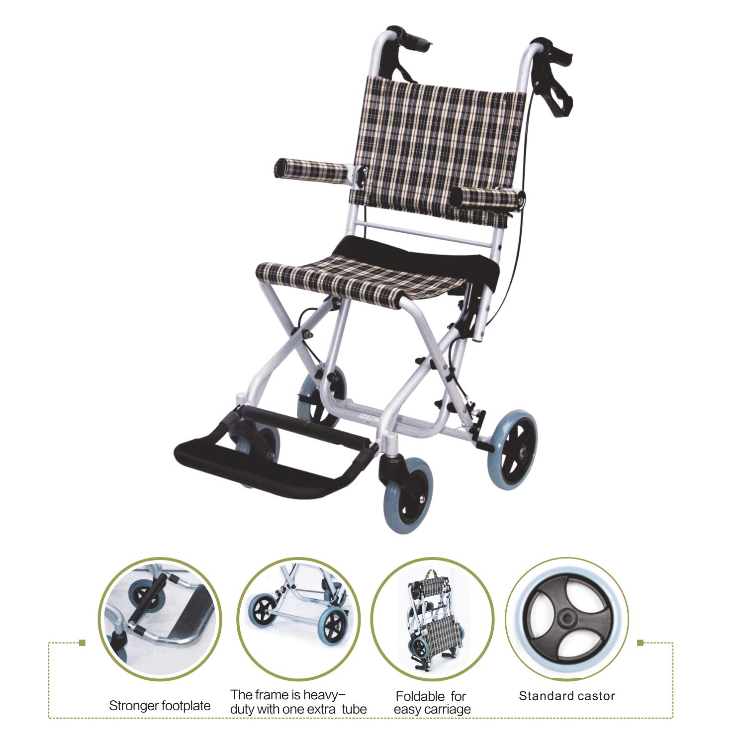 EASYCARE EC 9001L Portable Traveling Aluminium Wheelchair Black